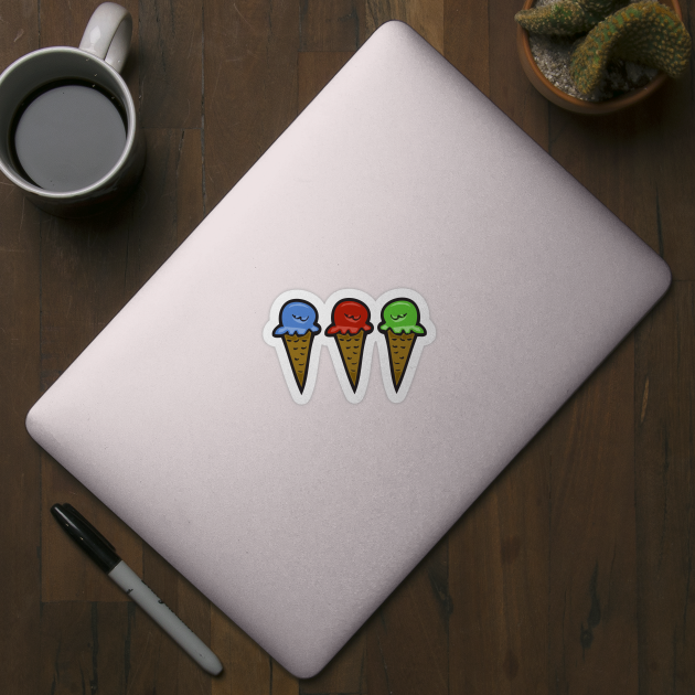 3 Ice Cream Cones by headrubble